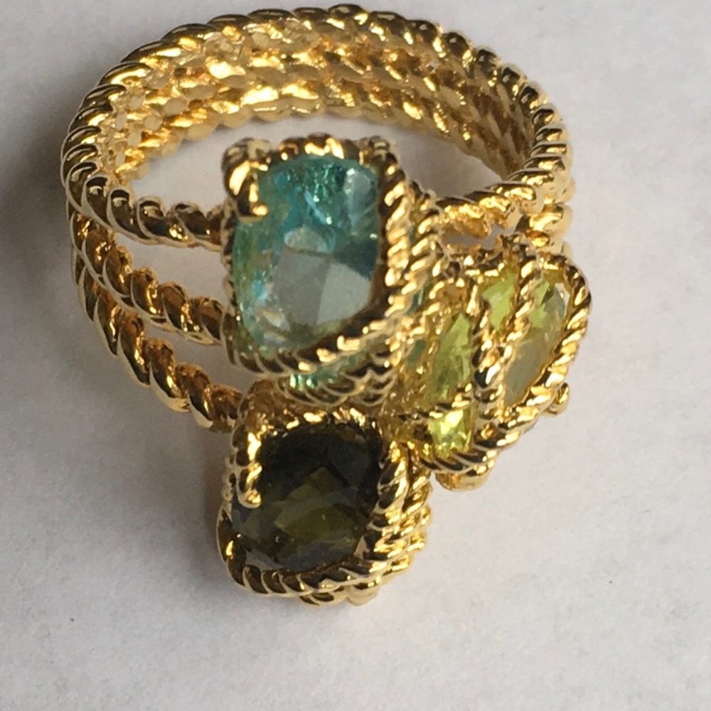 Charter Club Twisted Rope Gold Aquamarine, Peridot, Olivine Ring